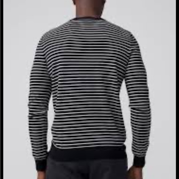 Marks & Spencer Mens / Women V-Neck Sweater - Iron Gray Stripe Size M - Picture 1 of 12